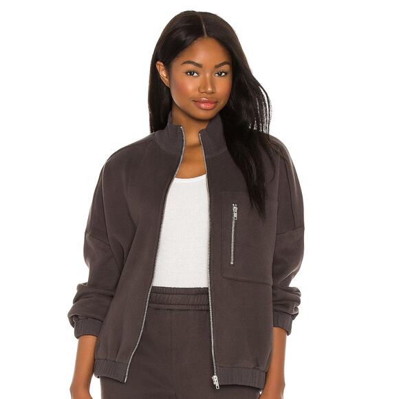 Lovers + Friends Jackets & Blazers - Lovers and Friends Zip Up Utility Sweatshirt in Black Bean NWT Size Small
